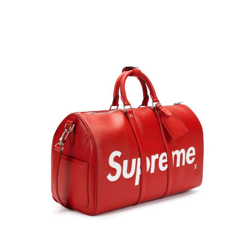 Louis Vuitton x Supreme LV Supreme Red Epi Keepall Bandouliere 45 with Strap